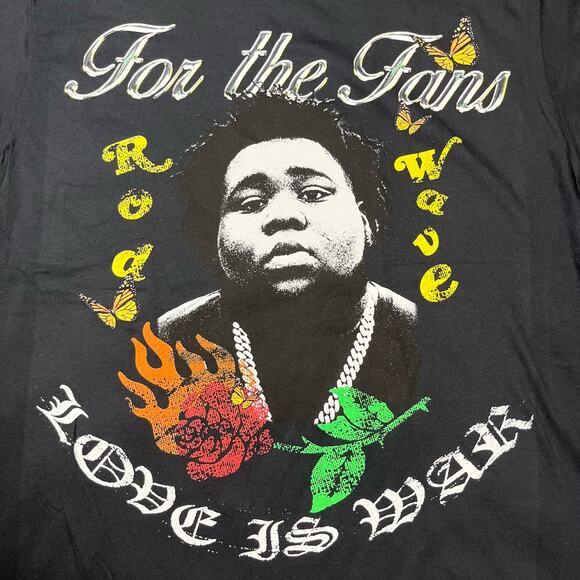 Rod Wave For The Fans Love is War Black Tee T Shirt Mens Sz M New - Picture 2 of 5
